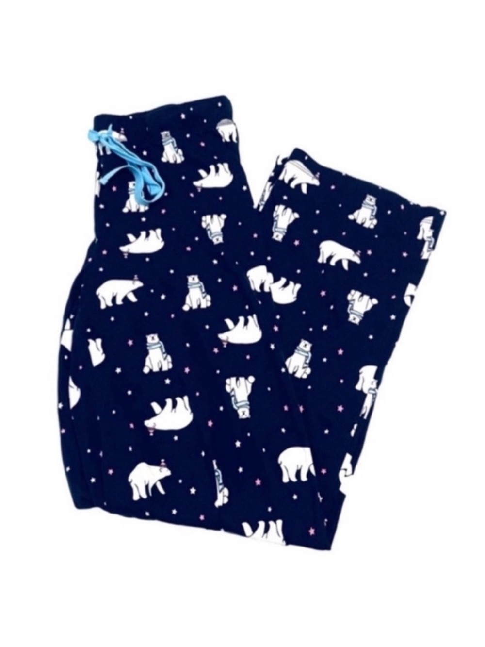 Jenni Polar Bear Print Pajama Bottoms Loungewear Pants Blue White Size S